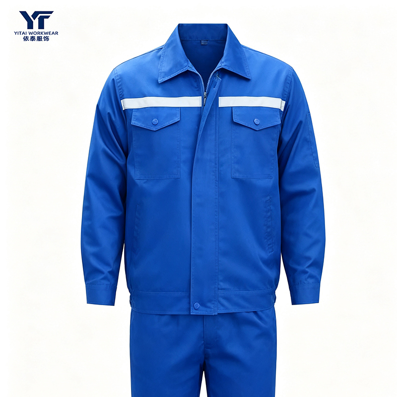 Long-Sleeve Workwear Set with Reflective Strips