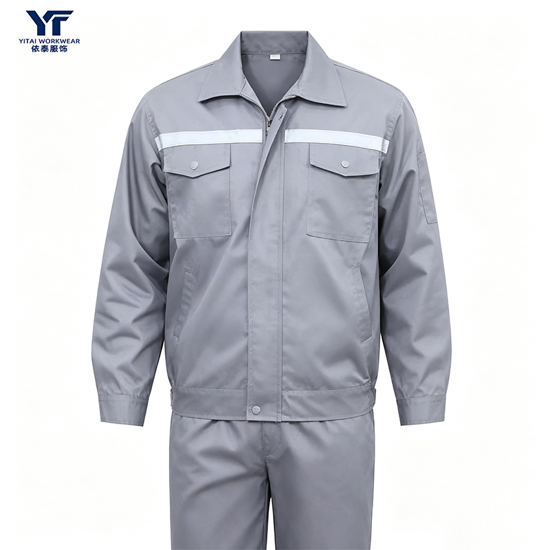 Long-Sleeve Workwear Set with Reflective Strips 