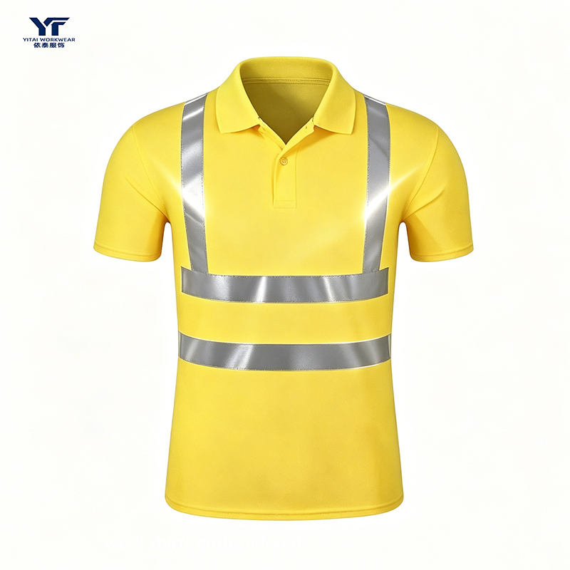 Hi Vis Reflective Stripe Work Polo Shirt 