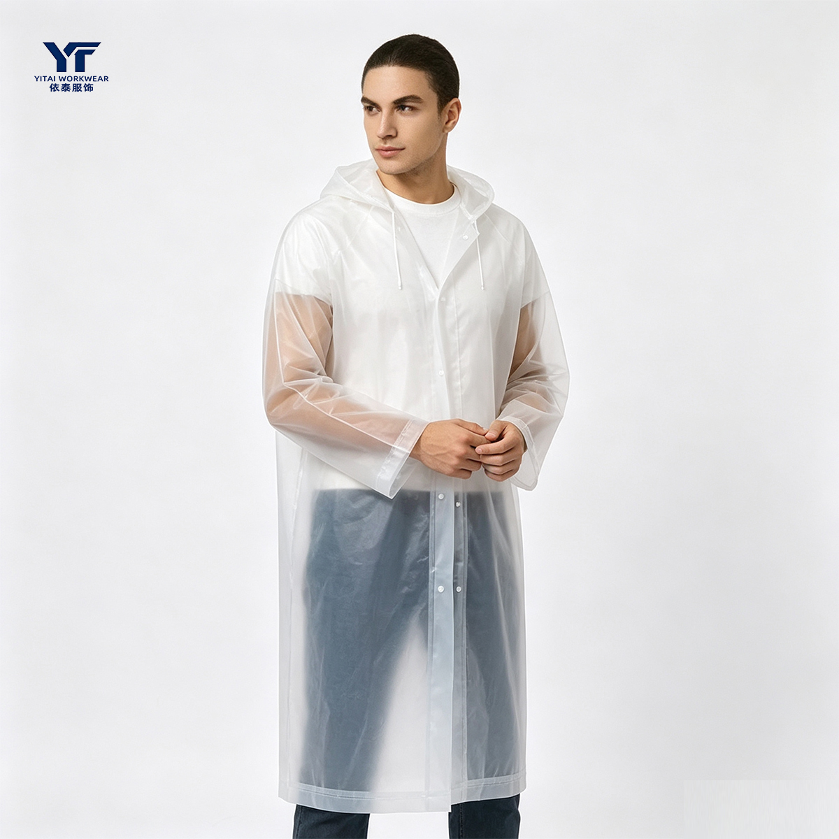 EVA Long Raincoat Poncho Reusable Waterproof Hooded